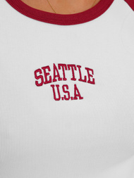 Γυναικείο μπλουζάκι ασπρό-Κόκκινο OZONEE JS/R61627