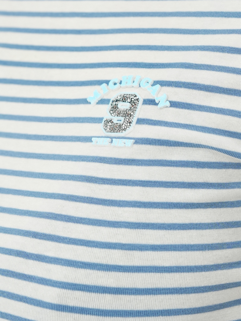 Γυναικείο μπλουζάκι Λευκό και μπλε OZONEE JS/R61604