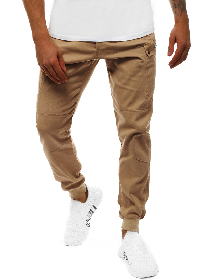 Ανδρικό παντελόνι chino jogger κάμελ OZONEE O/11103