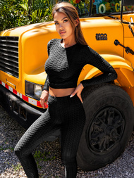 Γυναικείο σετ φόρμας δύο κομματιών μαύρο OZONEE O/22060Z