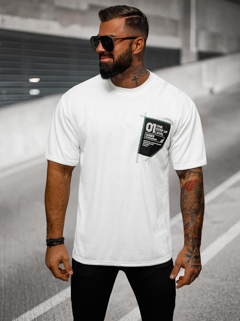 Ανδρικό μπλουζάκι λευκό OZONEE O/3C333