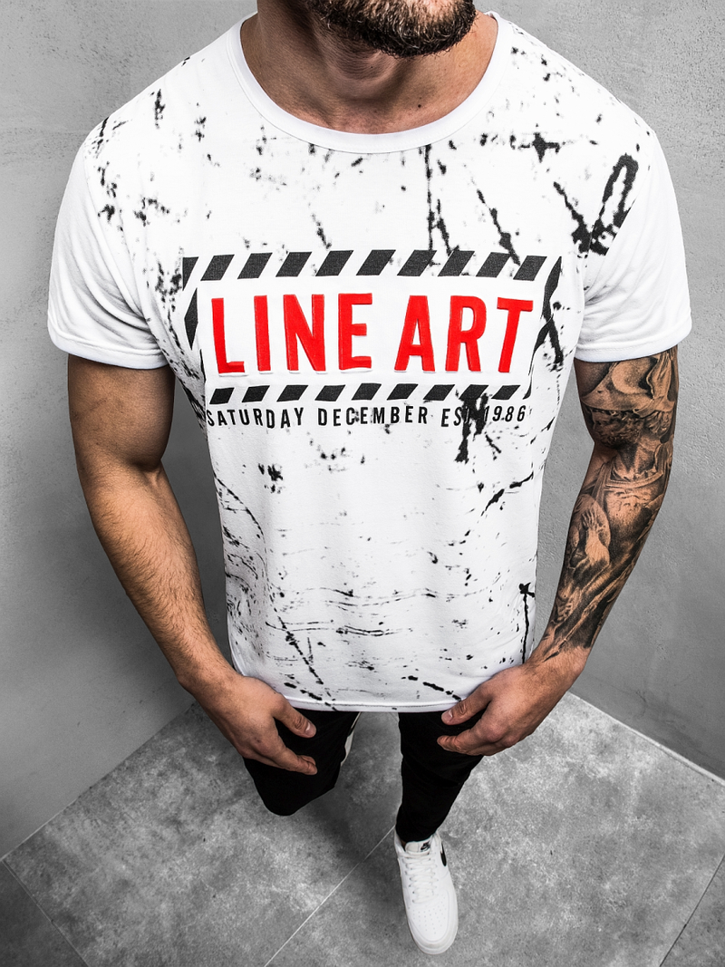 Ανδρικό μπλουζάκι λευκό OZONEE JS/KS2029Z