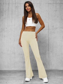 Γυναικείο κολάν με φαρδιά πόδια eκρού OZONEE O/KTK006-J