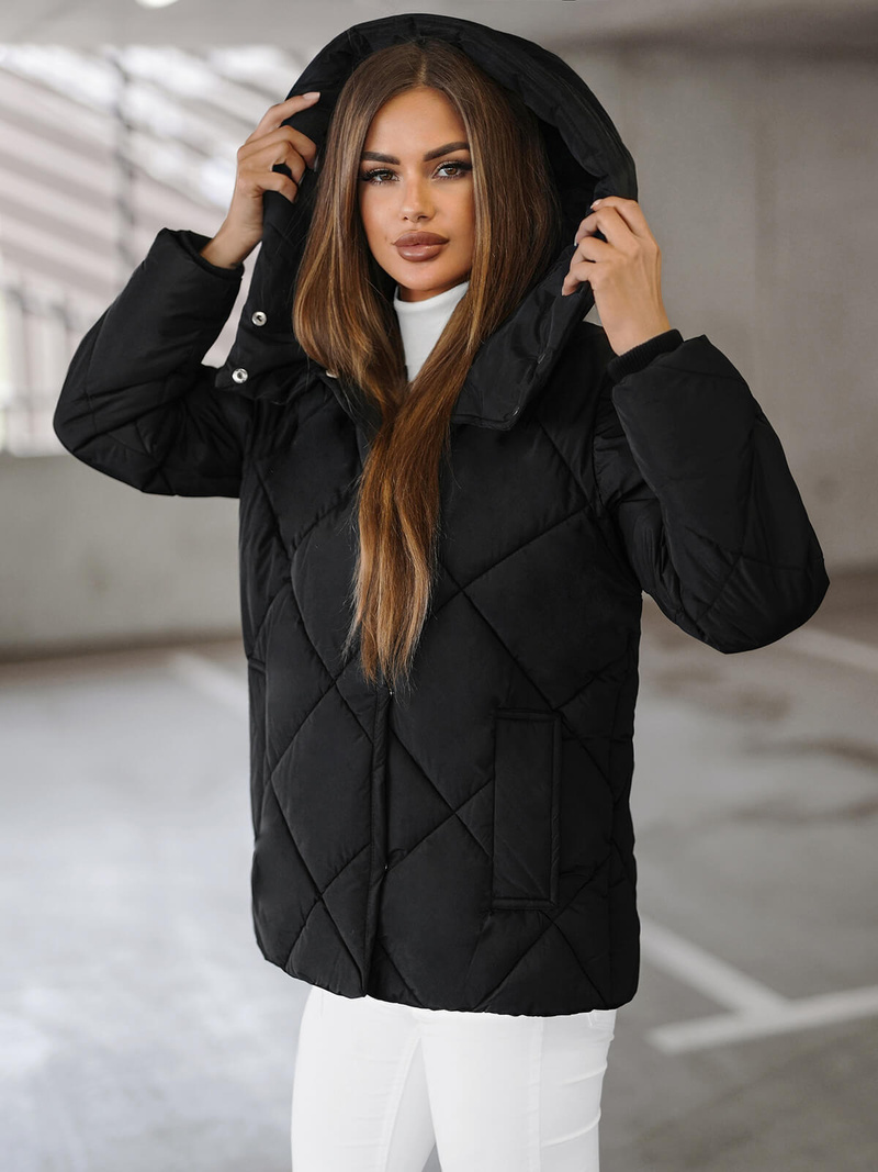 Γυναικείο μπουφάν μαύρο OZONEE JS/5M3175/392Z