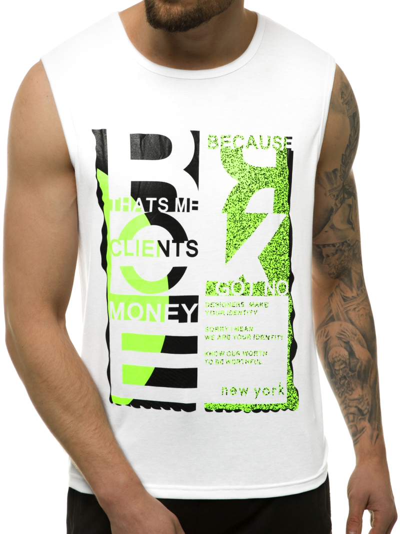 Ανδρικό αμάνικο μπλουζάκι λευκό OZONEE JS/KS2077