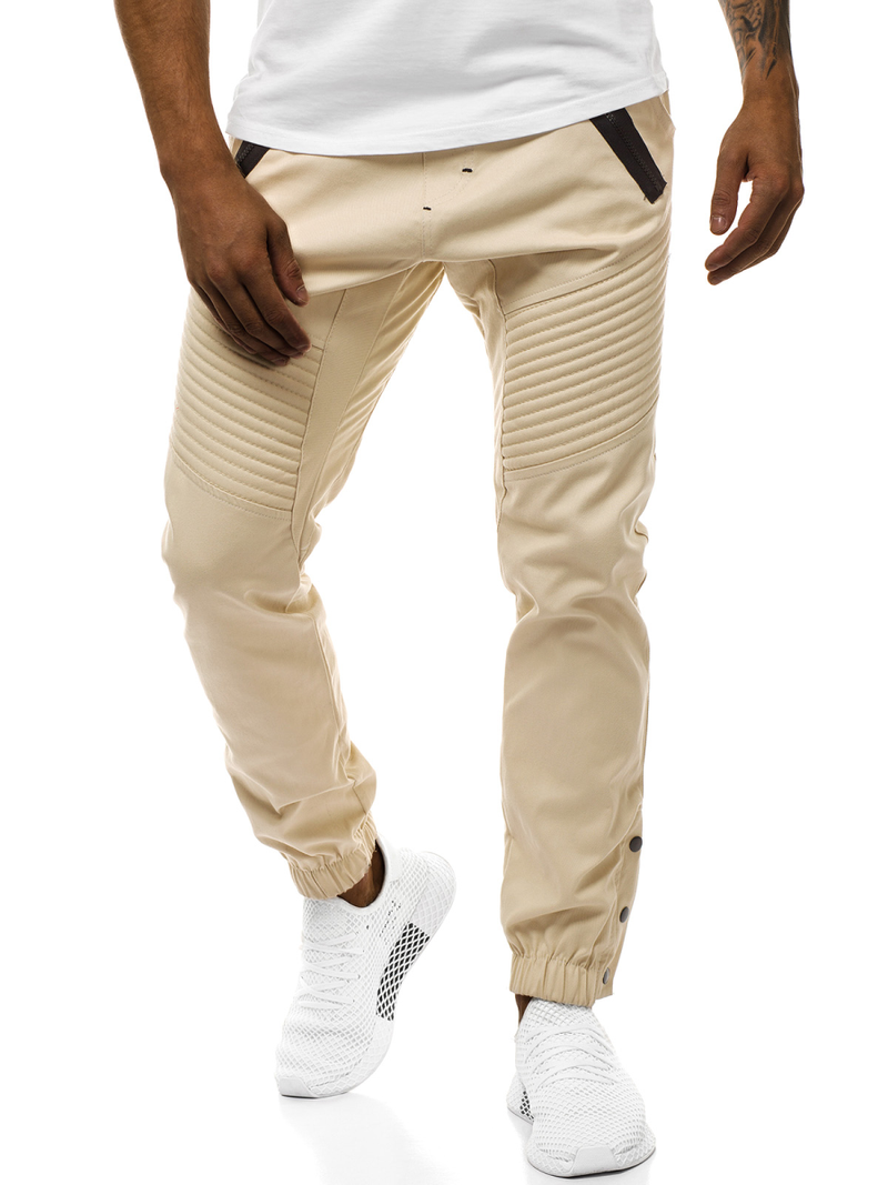 Ανδρικό παντελόνι chino jogger μπεζ OZONEE A/0952