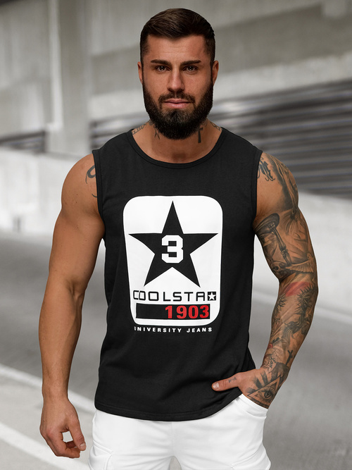 Ανδρικό αμάνικο μπλουζάκι mαύρος OZONEE JS/8B1719/3Z