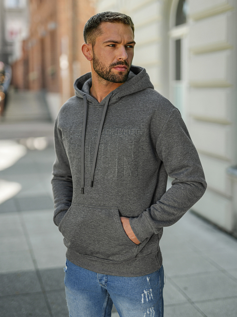 Ανδρικό Φούτερ με Κουκούλα γραφίτη OZONEE JS/8B1773/5