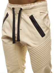 Ανδρικό παντελόνι chino jogger μπεζ OZONEE A/0952