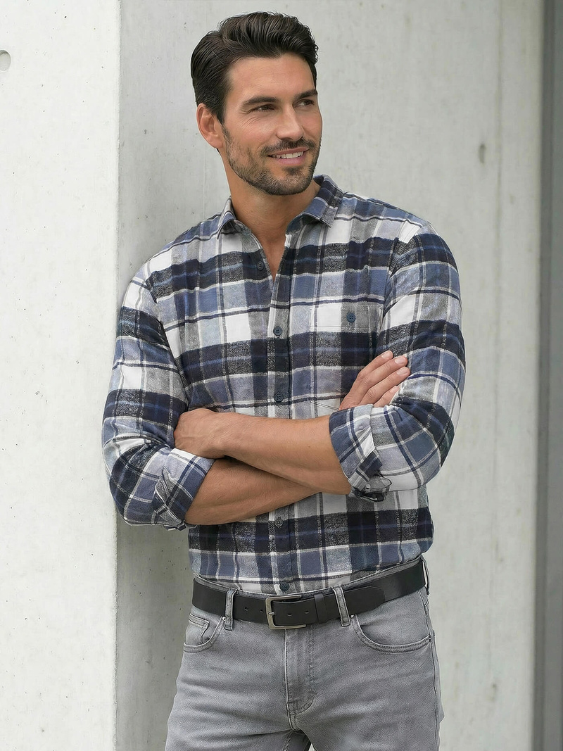 Ανδρικό πουκάμισο ναυτικό μπλε OZONEE V/V175Z