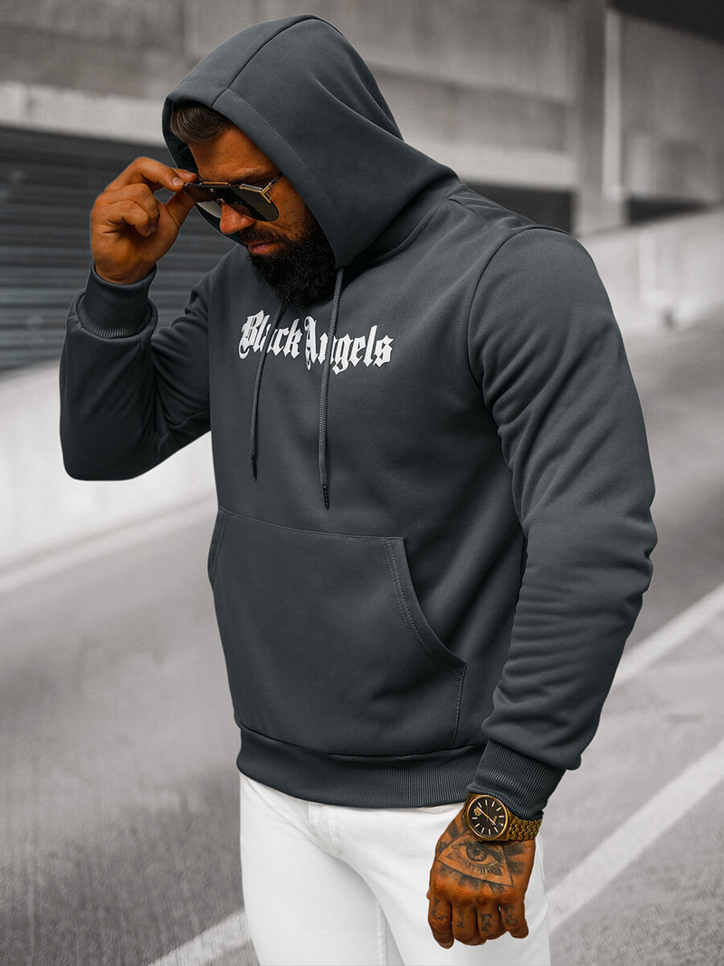 Ανδρικό Φούτερ με Κουκούλα γραφίτη OZONEE JS/27B6509/5