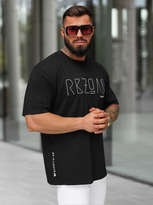 Ανδρικό μπλουζάκι μαύρο OZONEE O/QQ1185