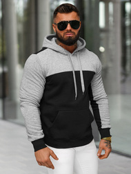 Ανδρικό Φούτερ με Κουκούλα μαύρο OZONEE JS/8B1307/3