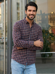 Ανδρικό πουκάμισο μπορντό OZONEE V/V176Z