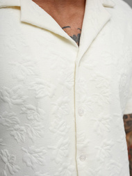 Ανδρικό πουκάμισο με κοντό μανίκι eκρού OZONEE O/B2258