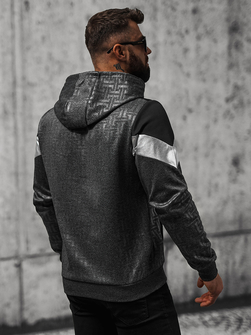 Ανδρικό Φούτερ με Κουκούλα Γραφίτης OZONEE O/3A77