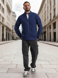 Ανδρικό φούτερ με φερμουάρ ναυτικό μπλε OZONEE JS/HH016/25