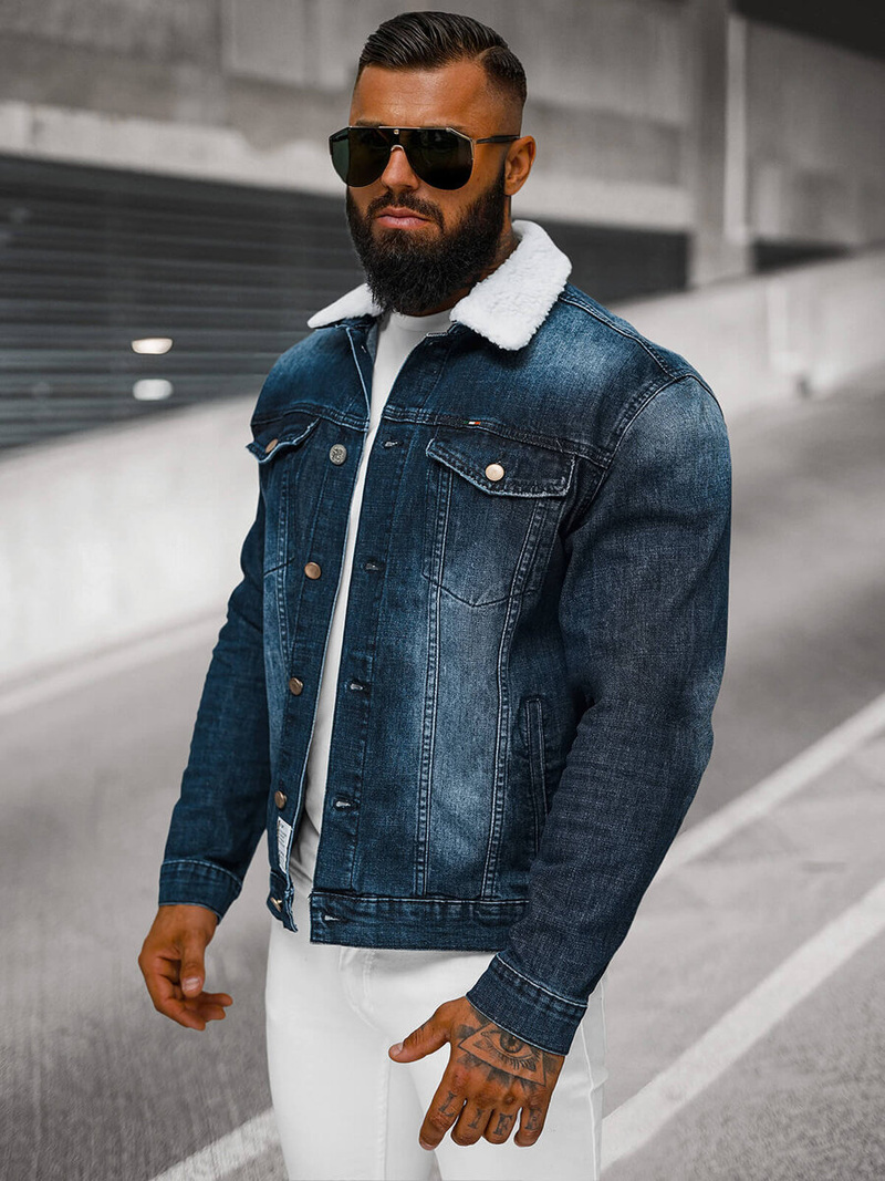 Ανδρικό τζιν μπουφάν σέρπα Σκούρο μπλε OZONEE NB/MJ516BSZ