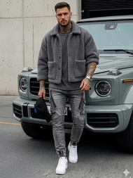 Ανδρικό τζιν παντελόνι γραφίτη OZONEE O/E10017Z