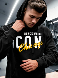 Ανδρικό Φούτερ με Κουκούλα μαύρο OZONEE JS/8B1736/3