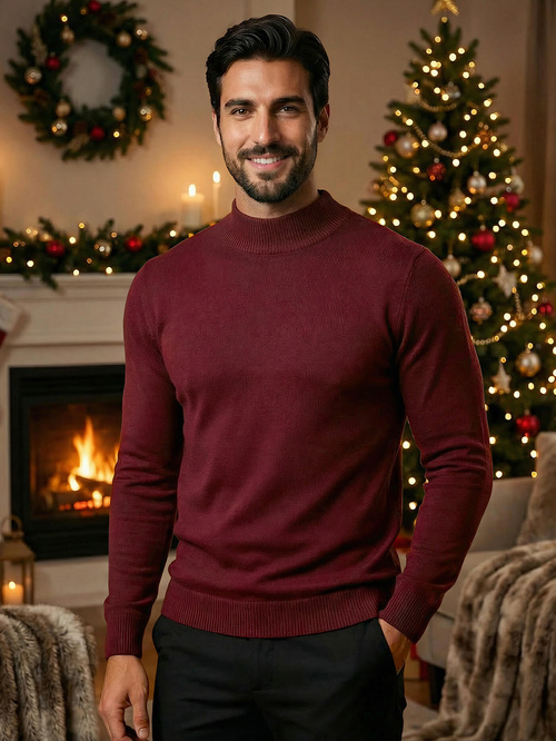 Ανδρικό πουλόβερ μπορντό OZONEE V/V24503Z