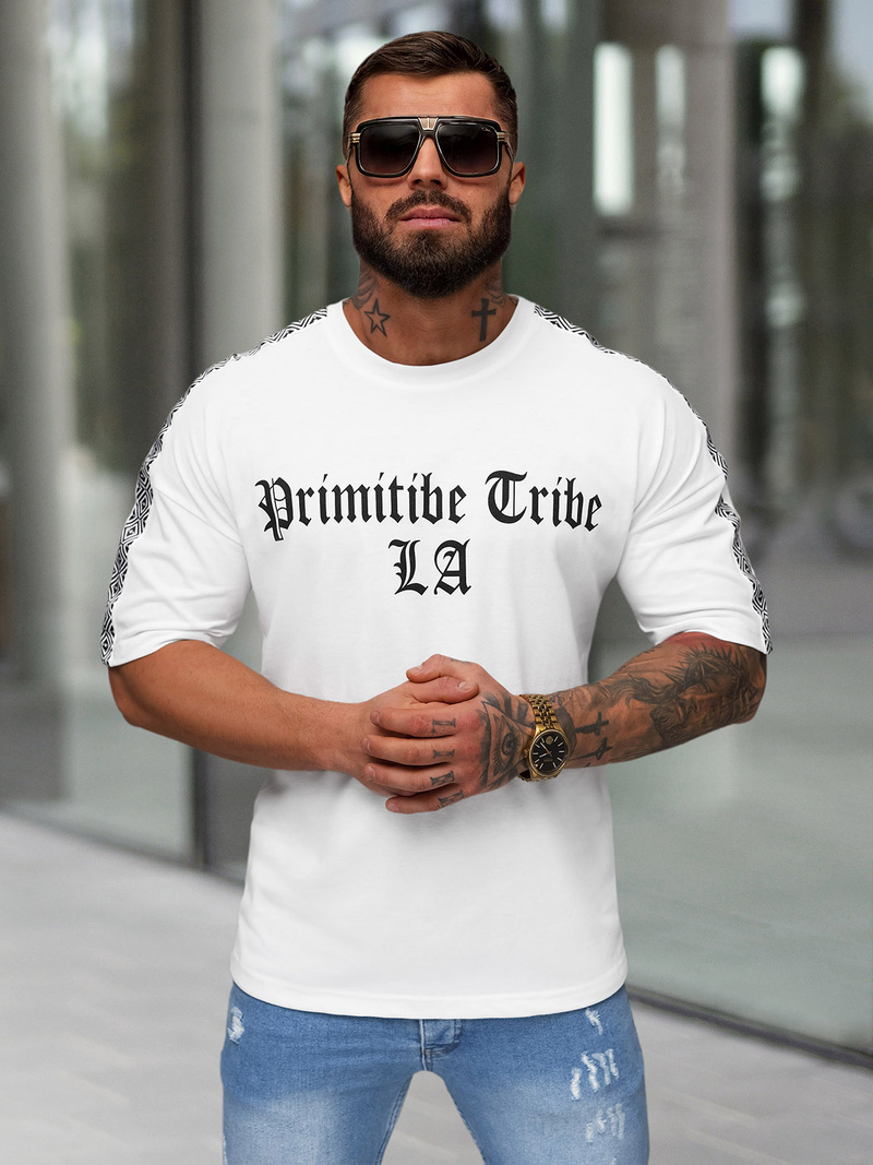 Ανδρικό μπλουζάκι λευκό OZONEE JS/8B1380/1