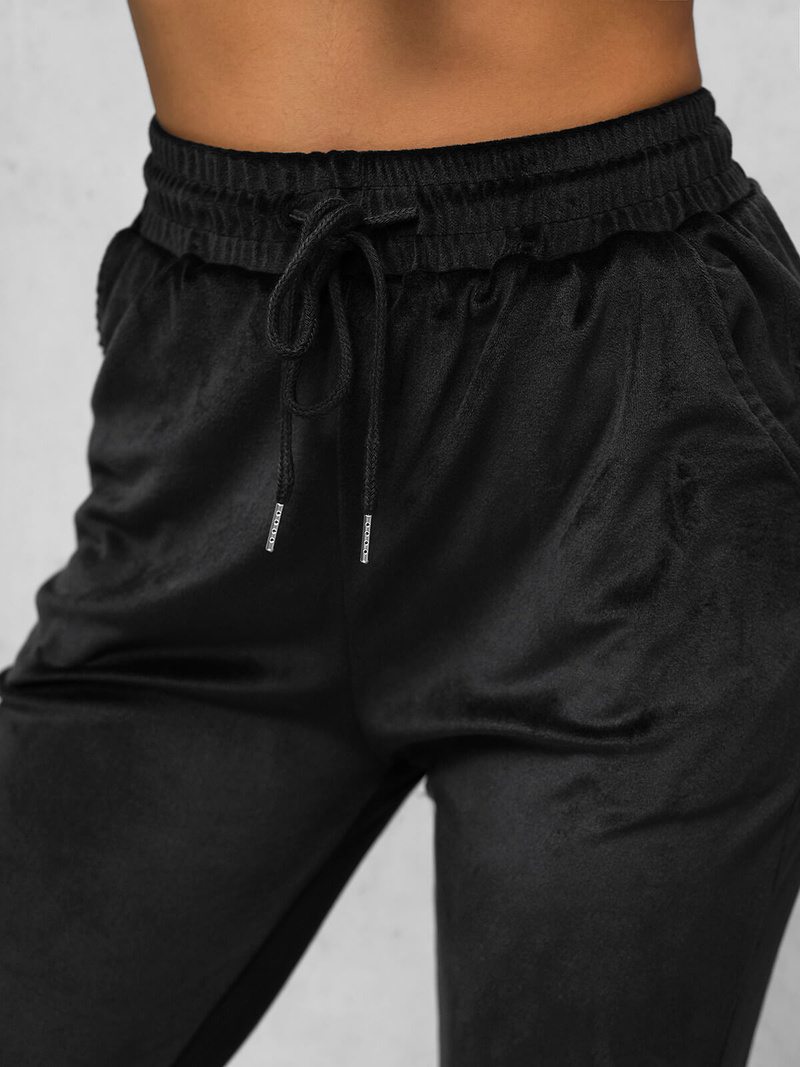 Γυναικείο βελούδινο σετ φόρμας μαύρο OZONEE JS/35C1612/3