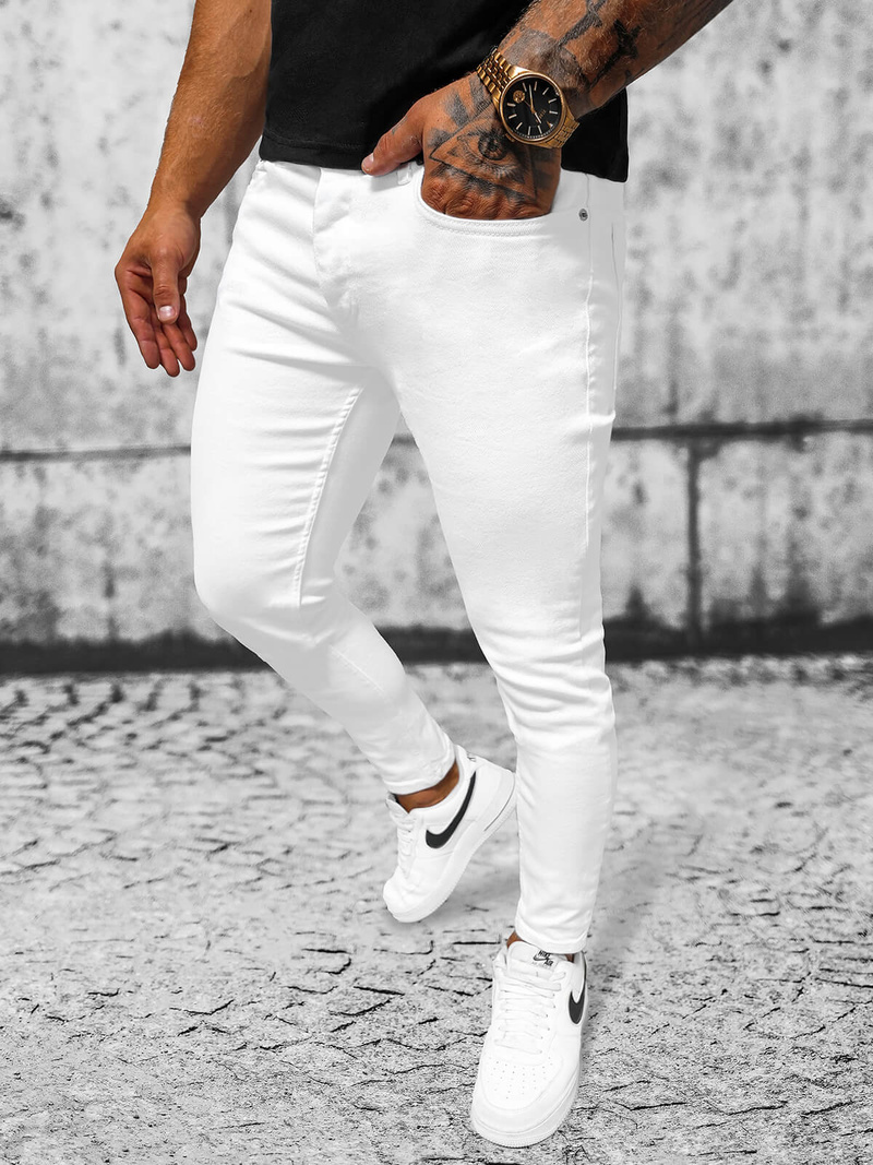 Ανδρικό τζιν παντελόνι λευκό OZONEE E/5348/01