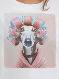 Γυναικείο μπλουζάκι Λευκό και ροζ OZONEE JS/YJ77726