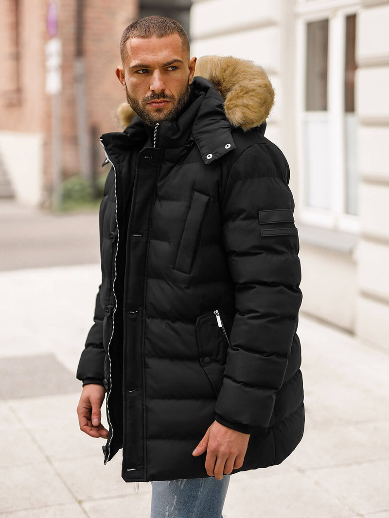 Ανδρικό χειμερινό μπουφάν mαύρος OZONEE JS/5M3122/392Z