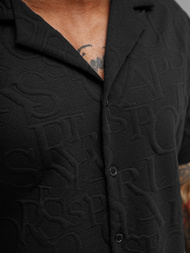 Ανδρικό πουκάμισο με κοντό μανίκι μαύρο OZONEE O/B2256