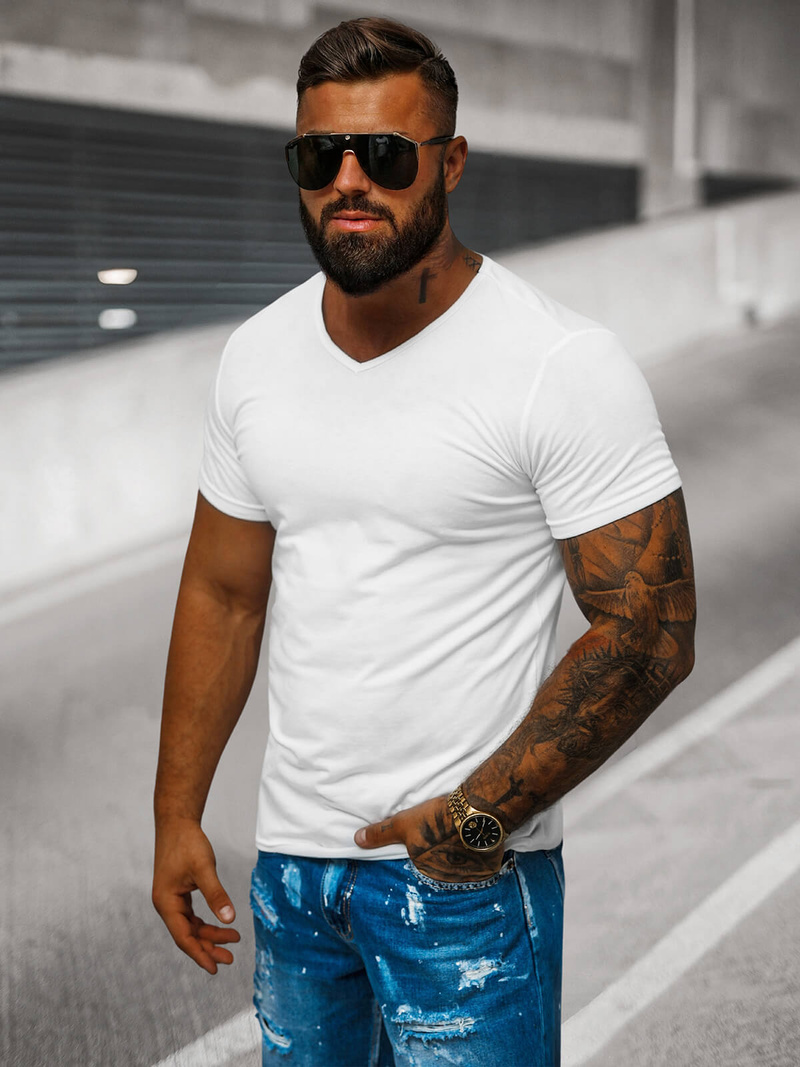 Ανδρικό μπλουζάκι λευκό OZONEE JS/712007Z