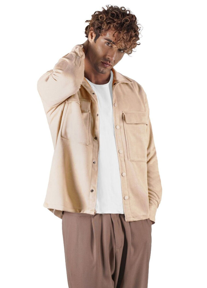 Ανδρικό πουκάμισο mπεζ OZONEE O/GOM23039