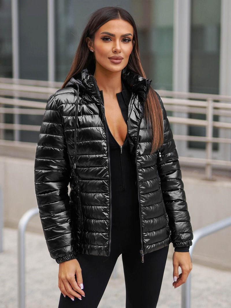 Γυναικείο μπουφάν μαύρο OZONEE JS/16M9106/392