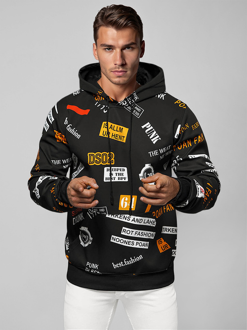 Ανδρικό Φούτερ με Kουκούλα Mαύρος OZONEE JS/8B1250/3Z