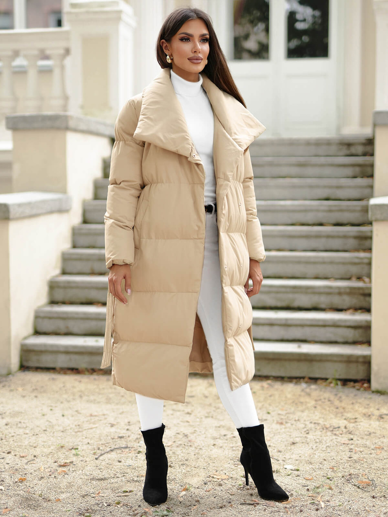 Γυναικείο χειμερινό μπουφάν mπεζ OZONEE JS/M737/62Z