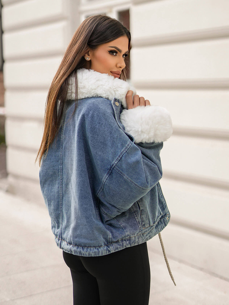 Γυναικείο τζιν μπουφάν mπλε OZONEE JS/11Z8219