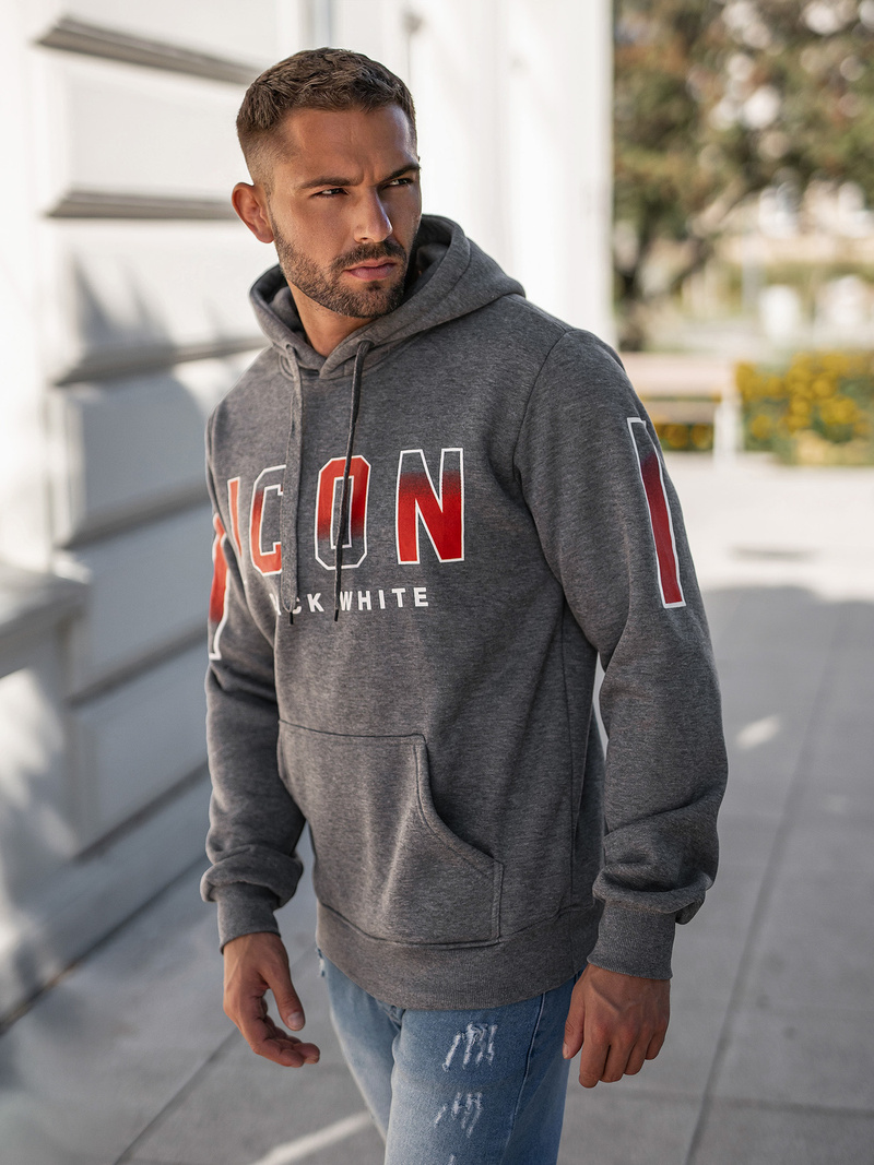 Ανδρικό Φούτερ με Κουκούλα γραφίτη OZONEE JS/8B1739/5