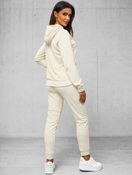 Γυναικείο βελούδινο σετ φόρμας eκρού OZONEE JS/8C1176/155Z