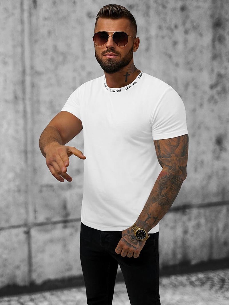 Ανδρικό μπλουζάκι λευκό OZONEE JS/8T228/1