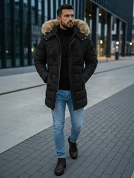 Ανδρικό χειμερινό μπουφάν mαύρος OZONEE JS/5M3122/392Z