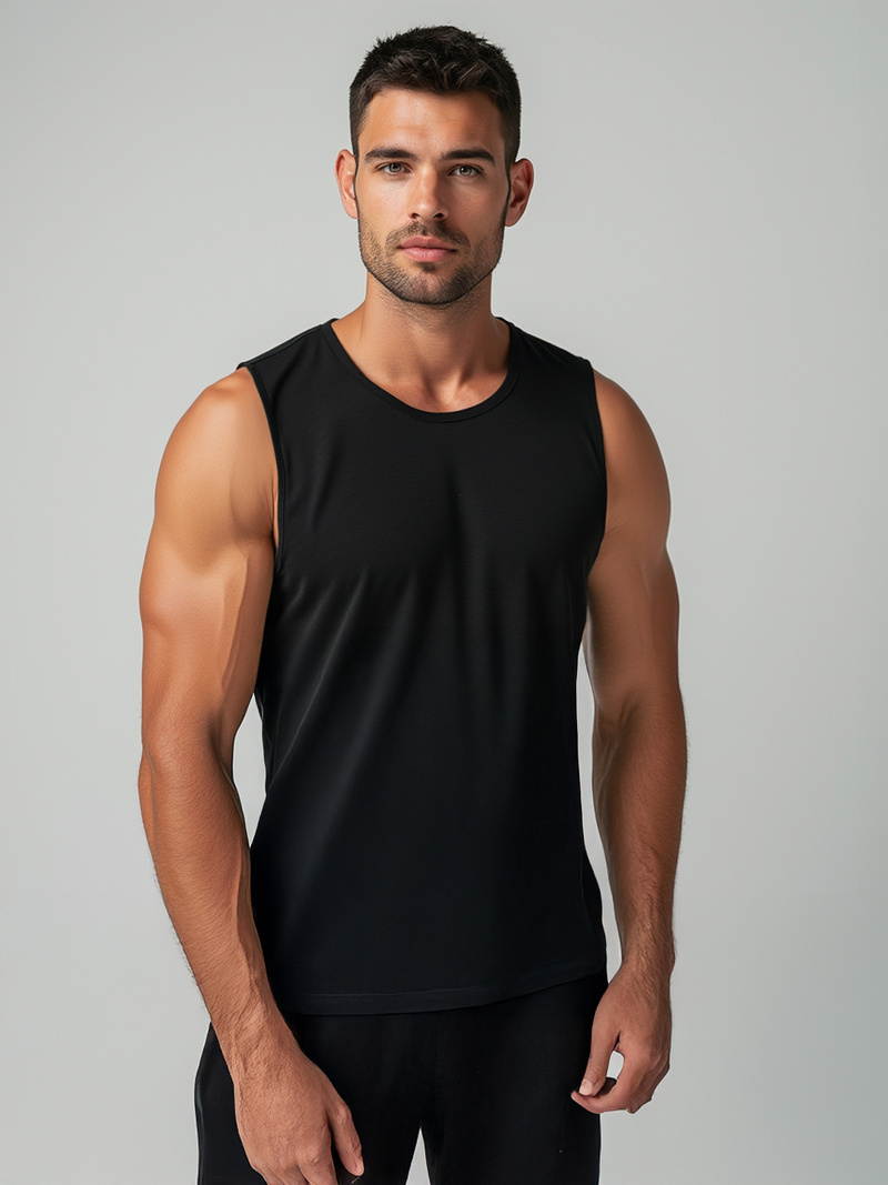 Ανδρικό αμάνικο μπλουζάκι μαύρο OZONEE JS/99001Z