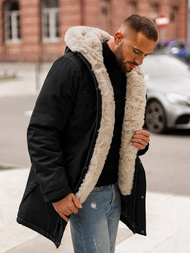 Ανδρικό χειμερινό μπουφάν mαύρος OZONEE JS/22M316/392Z