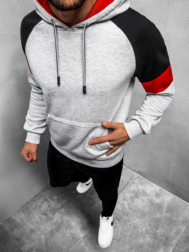 Ανδρικό φούτερ με κουκούλα γκρι OZONEE JS/KS2236Z