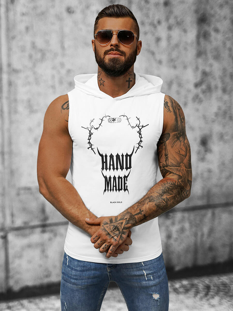 Ανδρικό αμάνικο μπλουζάκι λευκό OZONEE NB/MT3024