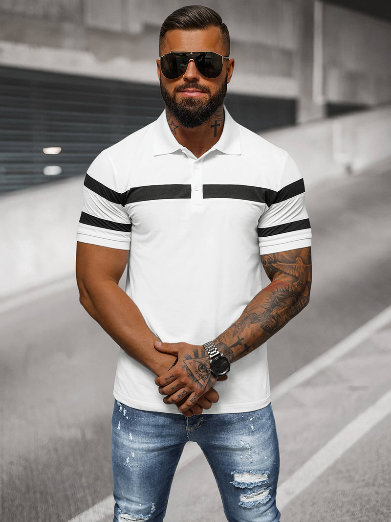 Ανδρική μπλούζα polo λευκό OZONEE NB/MT3108