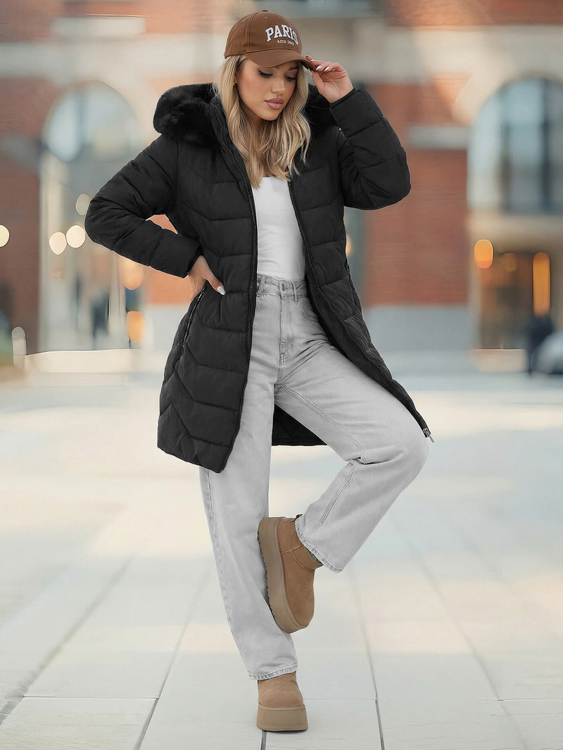 Γυναικείο μπουφάν μαύρο OZONEE JS/16M9121/392Z