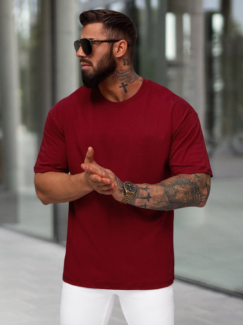 Ανδρικό μπλουζάκι mαρόν OZONEE JS/67T1298/21