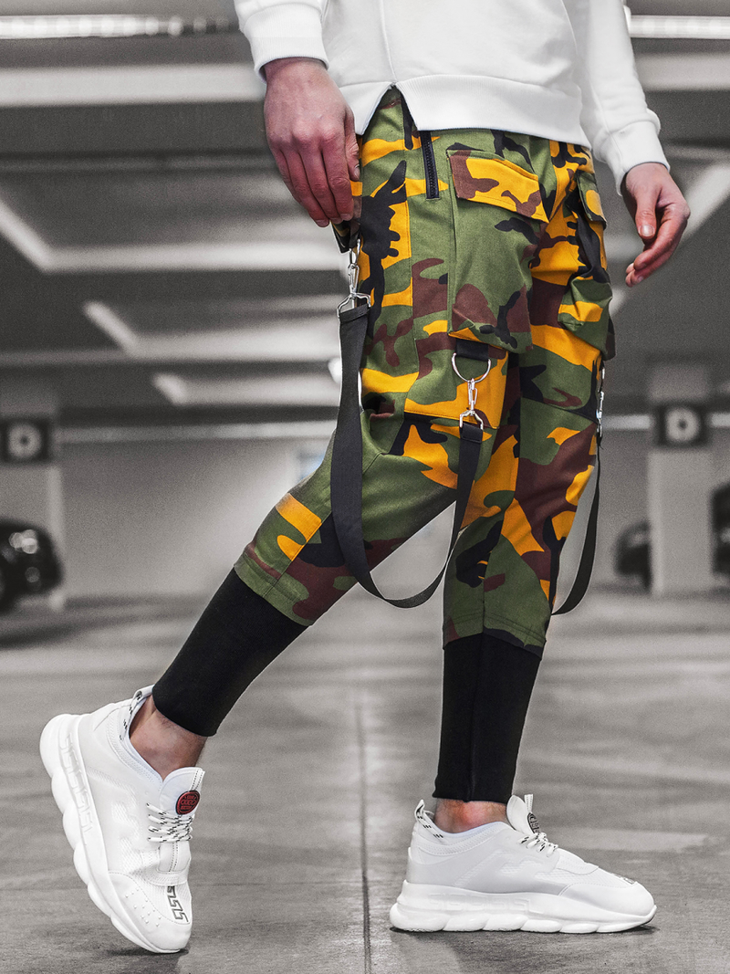 Ανδρικό παντελόνι chino jogger κίτρινο-χακί OZONEE G/11133