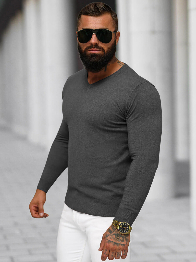 Ανδρικό πουλόβερ Γραφίτης OZONEE NB/MMB601/3Z